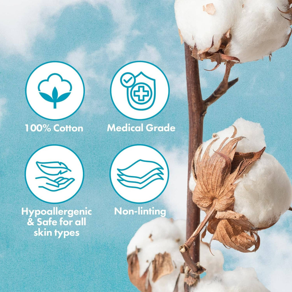 Cotton gauze pad squares, 100% cotton, medical-grade for skin care