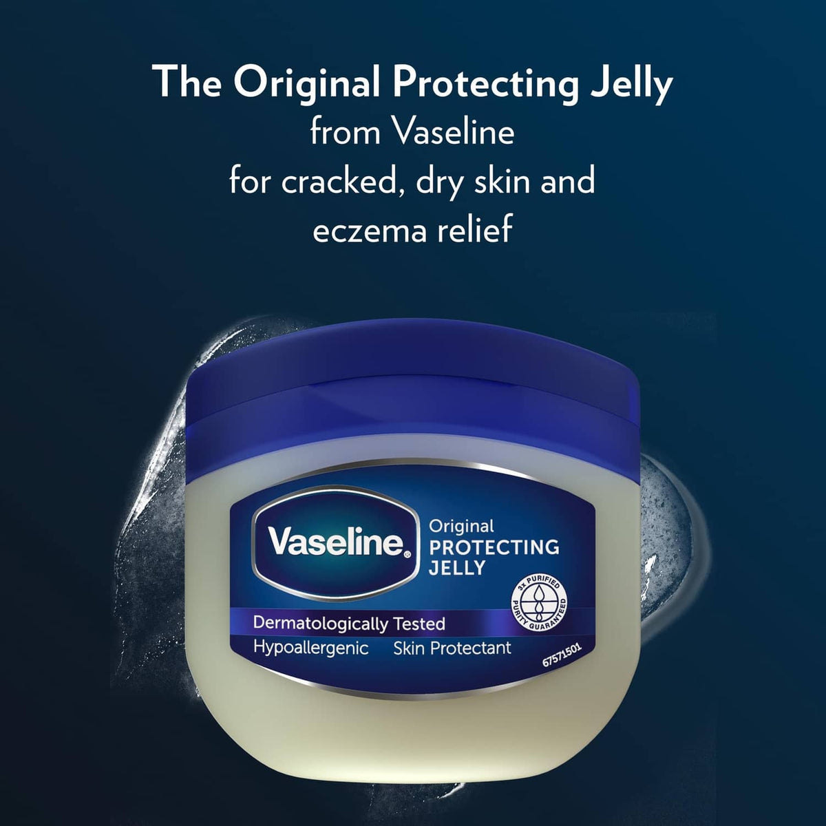 Vaseline Original Protecting Jelly jar with blue label and blue screw-top lid