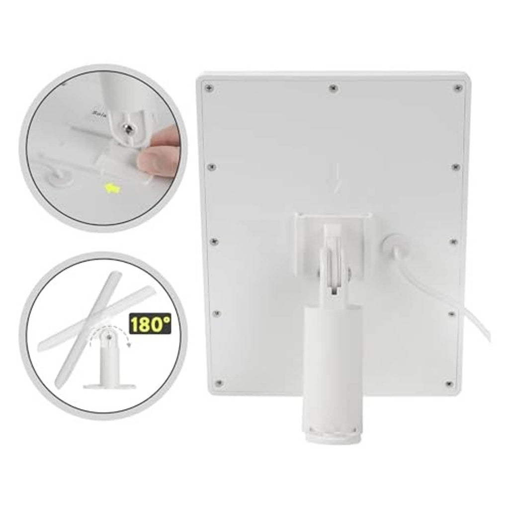 White solar panel charger back panel with 180-degree adjustable mount and ports
