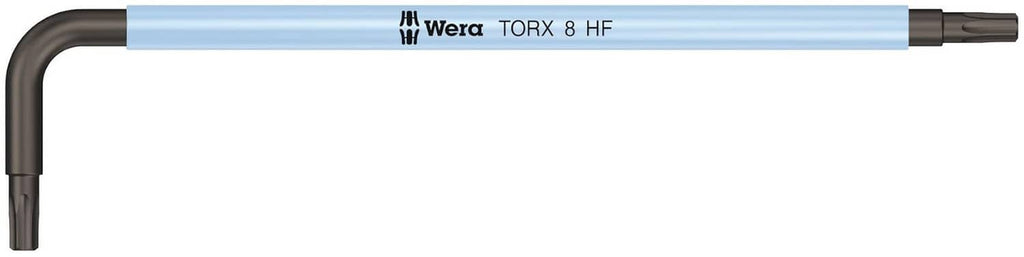 Torx L-key wrench set with holding function, blue handle, long arm and bit tip
