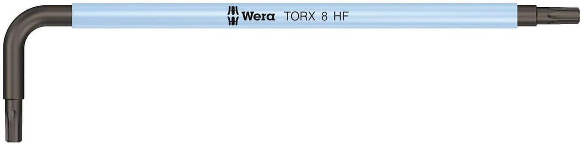 Torx L-key wrench set with holding function, blue handle, long arm and bit tip