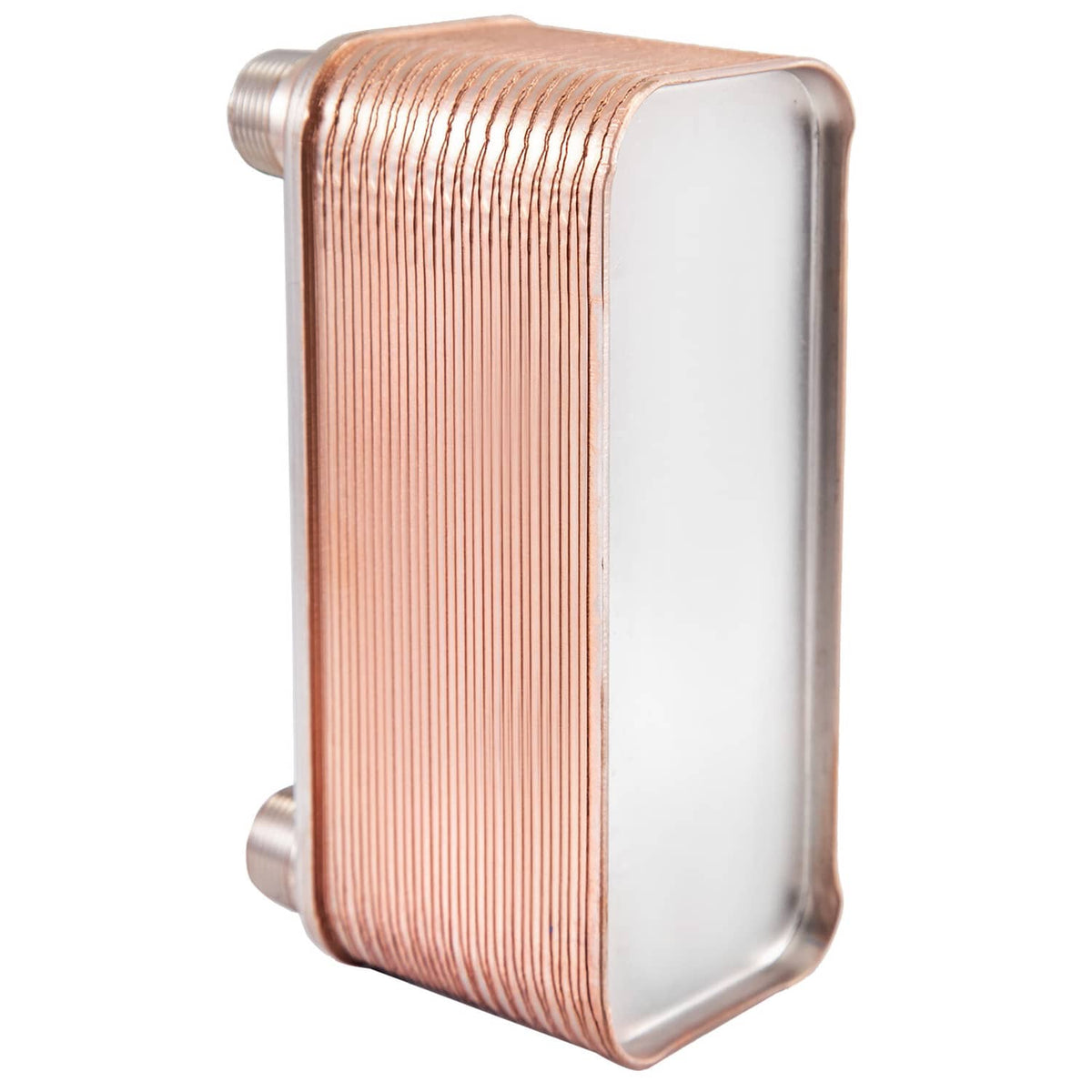 316L stainless steel brazed plate heat exchanger, copper-colored plates with threaded ports