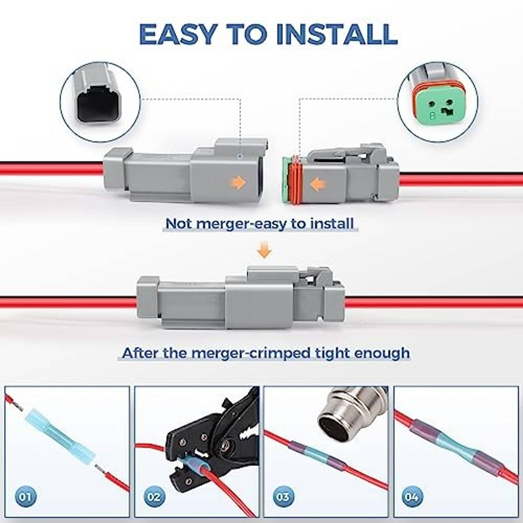 2-pin connector wiring harness with crimped joint and quick-connect style