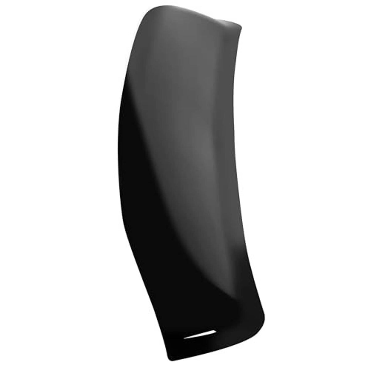 Roof spoiler end view, dark gray/black curved wing panel