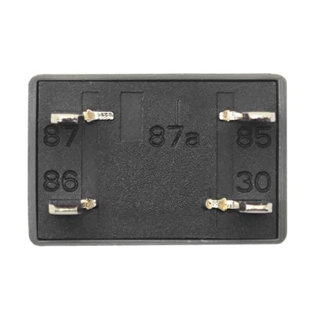 4-pin fuse relay contact face with labeled terminals 87a, 85, 86, 30 and gold pins
