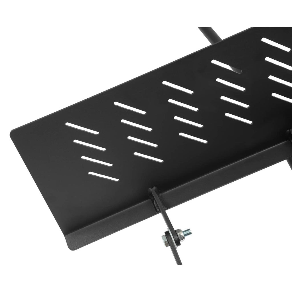 Black vented chute discharge shield plate with underside mounting knob