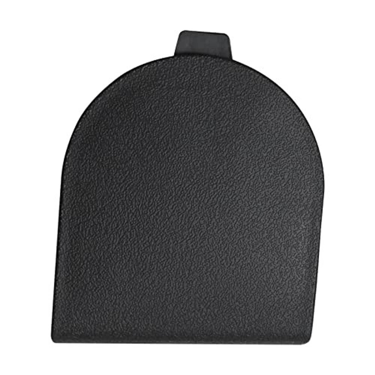 Seat belt anchor cover front panel with textured finish and top tab, black