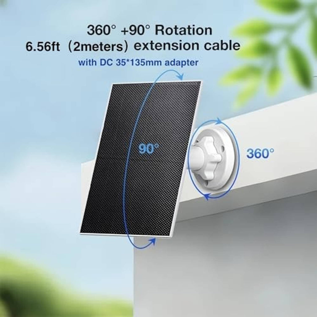 Black solar panel with rotating circular wall mount and connection cable