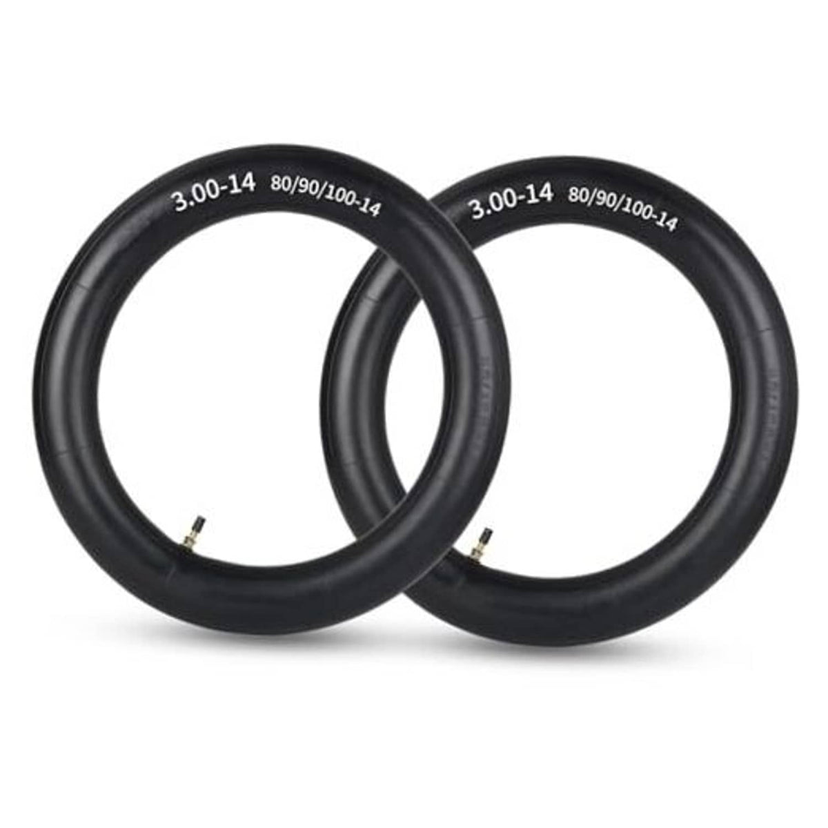 2-pack black dirt bike inner tubes, 3.00-14, TR4 straight valve stems