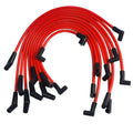 Red spark plug wire set with black boots, 10-piece bundle