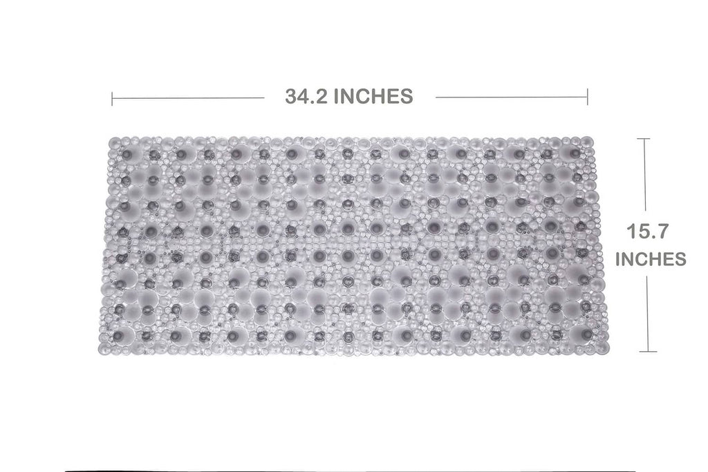 Extra long pebble bath mat, 34.2 x 15.7 in, gray non-slip surface