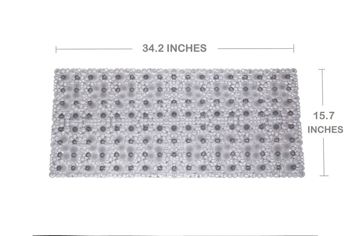 Extra long pebble bath mat, 34.2 x 15.7 in, gray non-slip surface