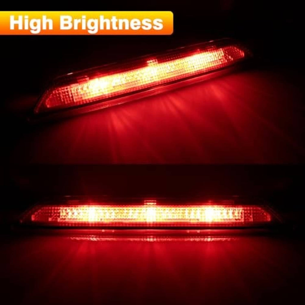 Illuminated red LED third brake light strip, high-mount stop light glow