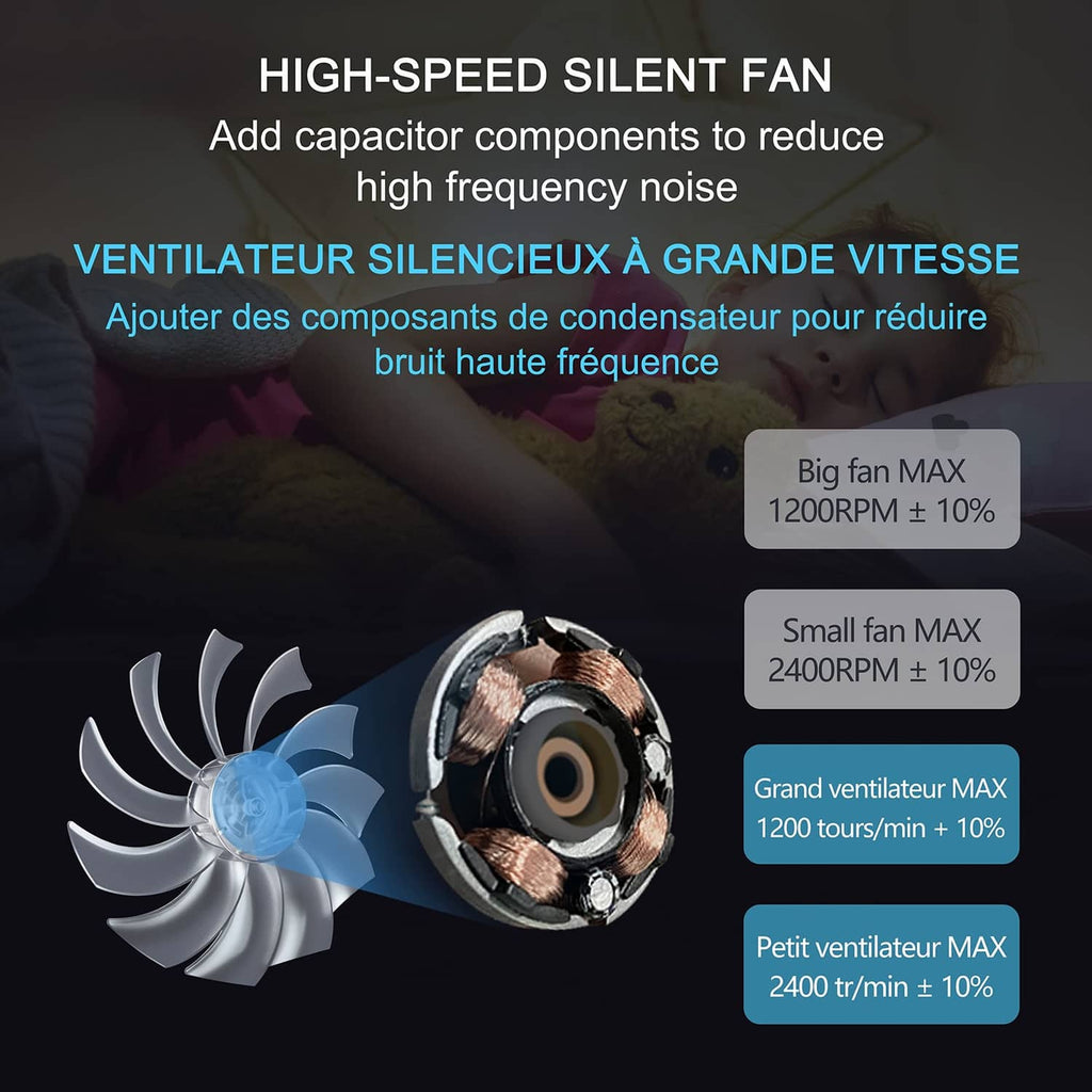 Laptop cooling pad fan with blue blades and high-speed silent fan detail