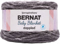 Super bulky baby blanket yarn skein, gray dappled polyester with banded label
