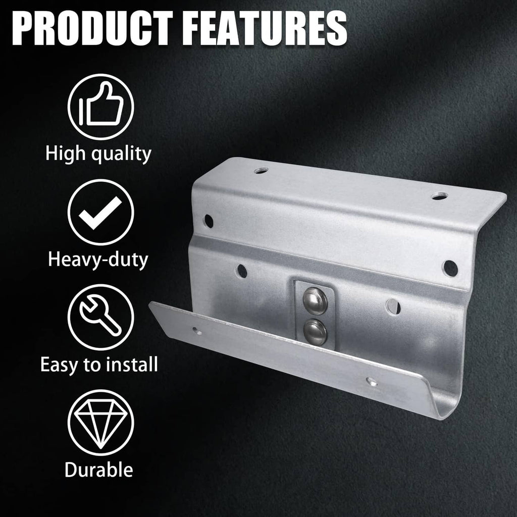 Silver heavy-duty trolley arm operator bracket with pivot pin and mounting plate