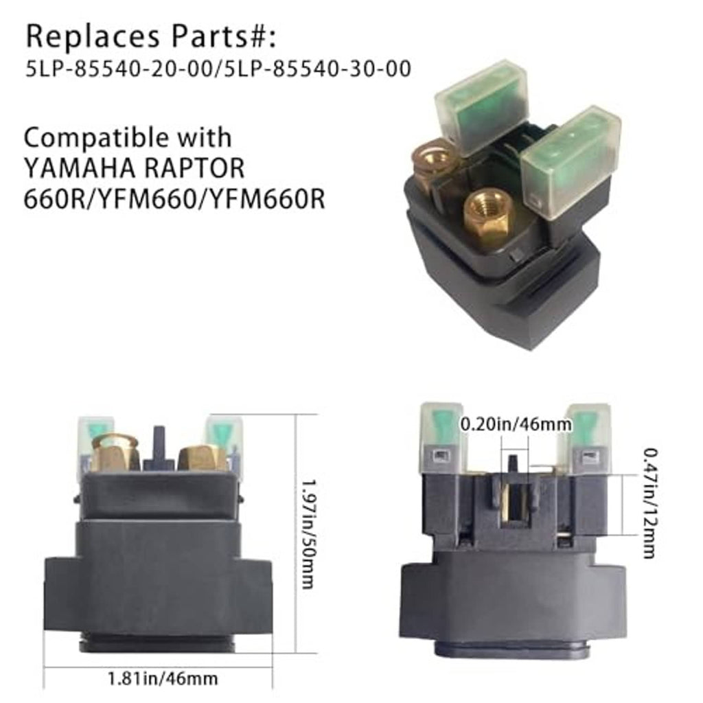 Starter solenoid relay with clear terminals and brass posts, black base