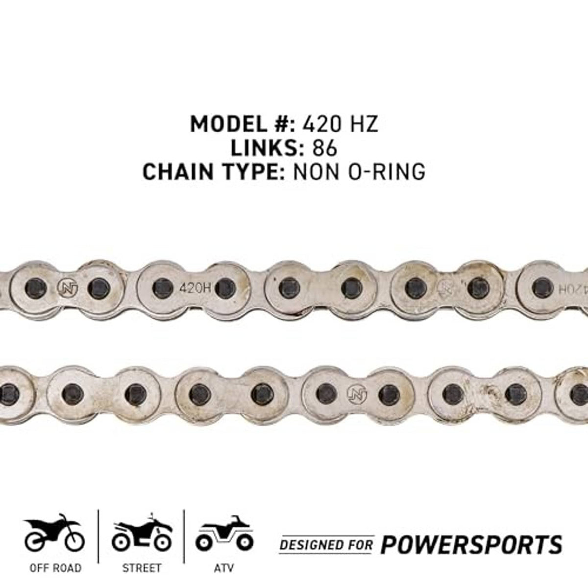 Metal roller chain links with alternating side plates and pins