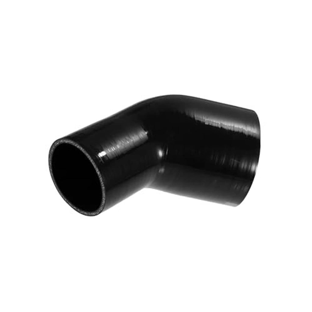 Black 45-degree silicone hose elbow reducer coupler, curved elbow with wide ends