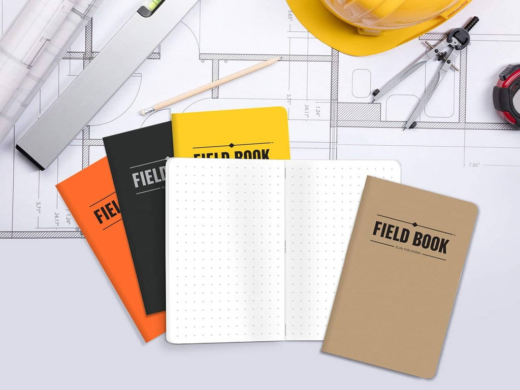 Five-pack pocket field notebooks with mixed colored covers and dotted pages