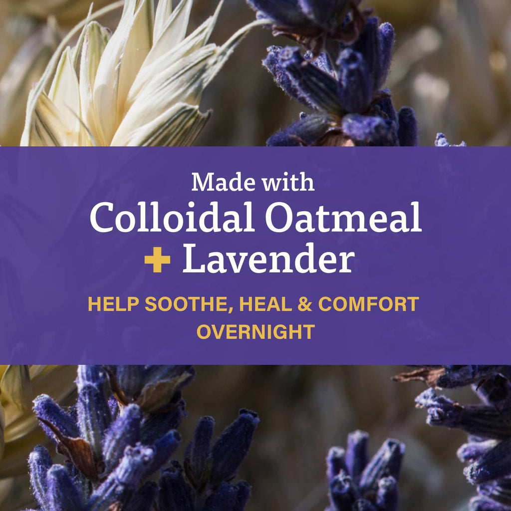 A+D Overnight Healing Rash Ointment promo with colloidal oatmeal and lavender text