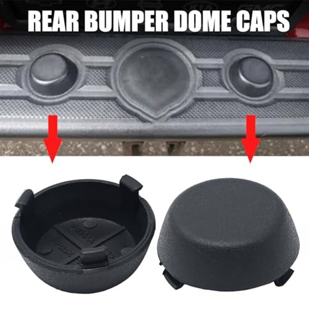 Black rear bumper dome caps with open base and outer dome covers