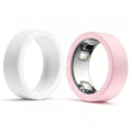 Two-piece silicone ring case set: white and blush pink, open band design