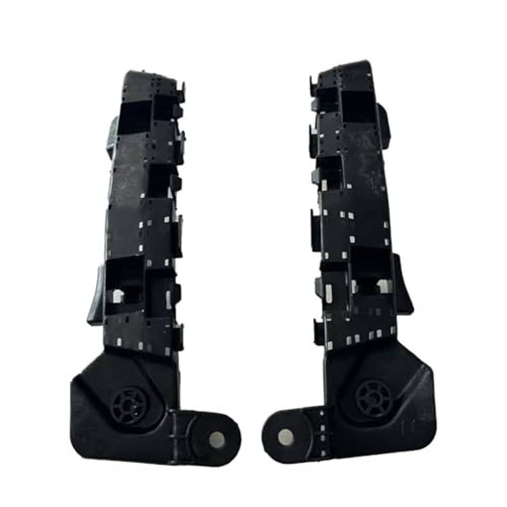 Pair of black bumper brackets with circular mount openings and bracket arm attachment tabs