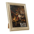 Ornate distressed champagne-silver 8x10 picture frame with floral photo insert