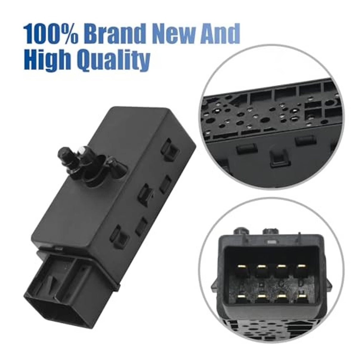 Black power seat adjuster control switch module with plug and multi-pin connector