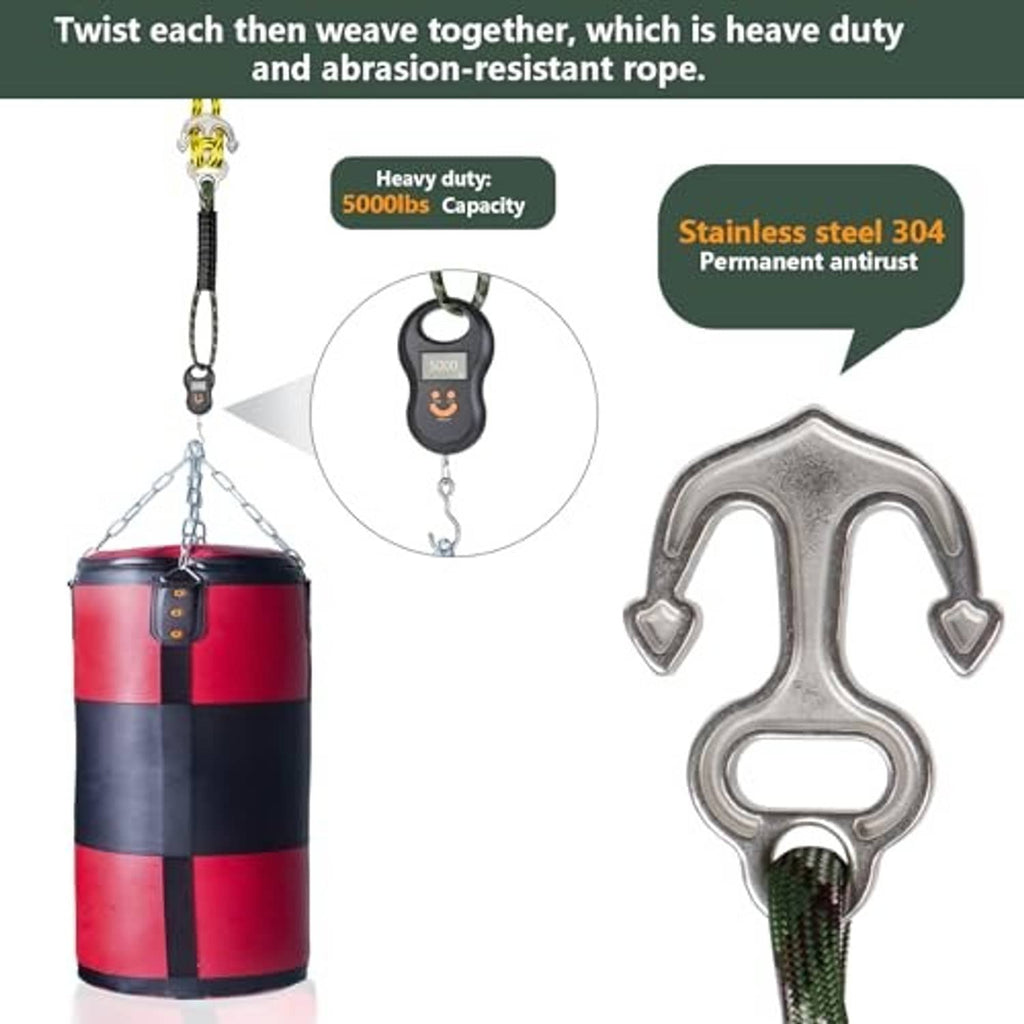 Stainless steel tow hook with braided line and swivel ring connector