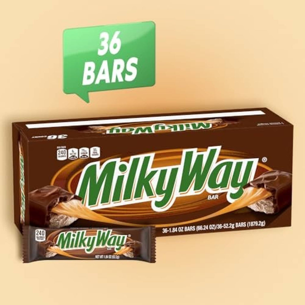 Milky Way 36 bars bulk pack box with green “36 bars” badge