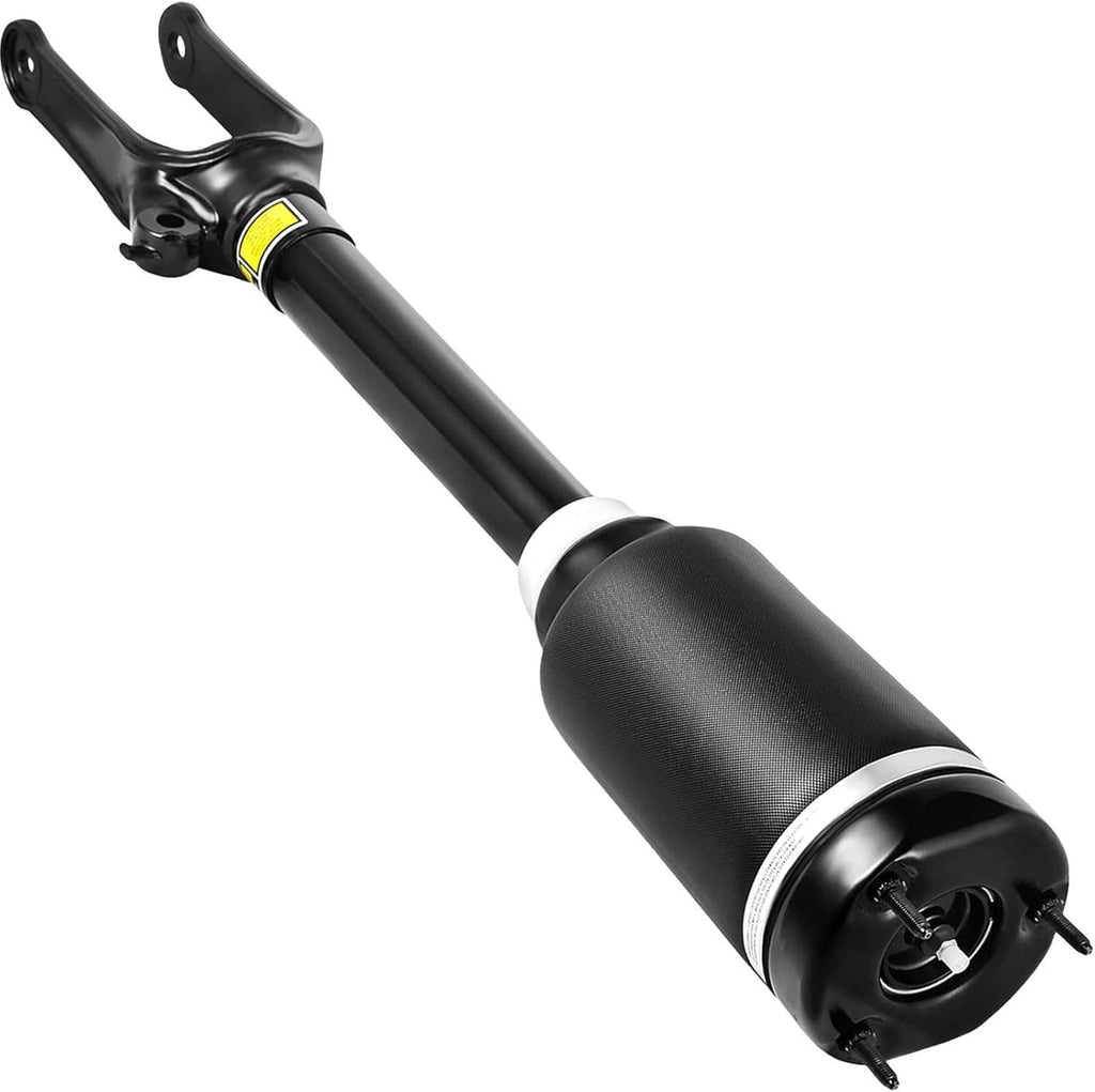 Air suspension shock strut, black with white ring and top fork mounting bracket