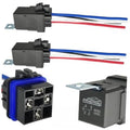 4-pin relay with red, blue, and black wire leads and mounting tabs