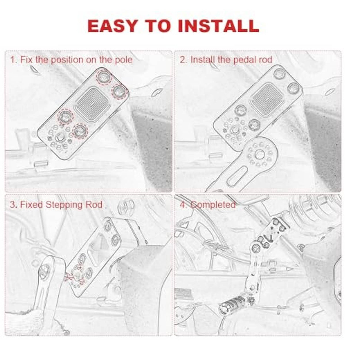 Step-by-step installation of highway peg mount hardware on a motorcycle