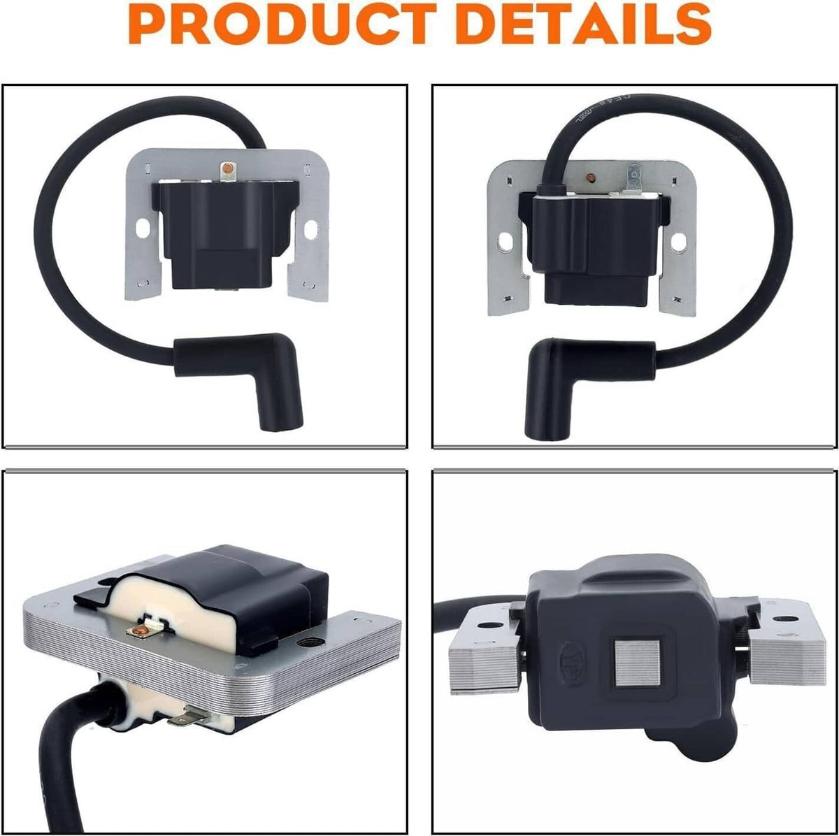 Ignition coil module set with two gray mounts, black coil units, and cable leads