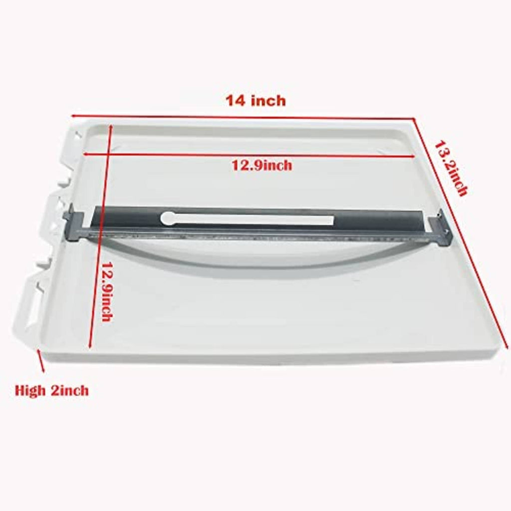 White roof vent lid dimensions shown: 14 in x 13.2 in x 2 in mounting rail