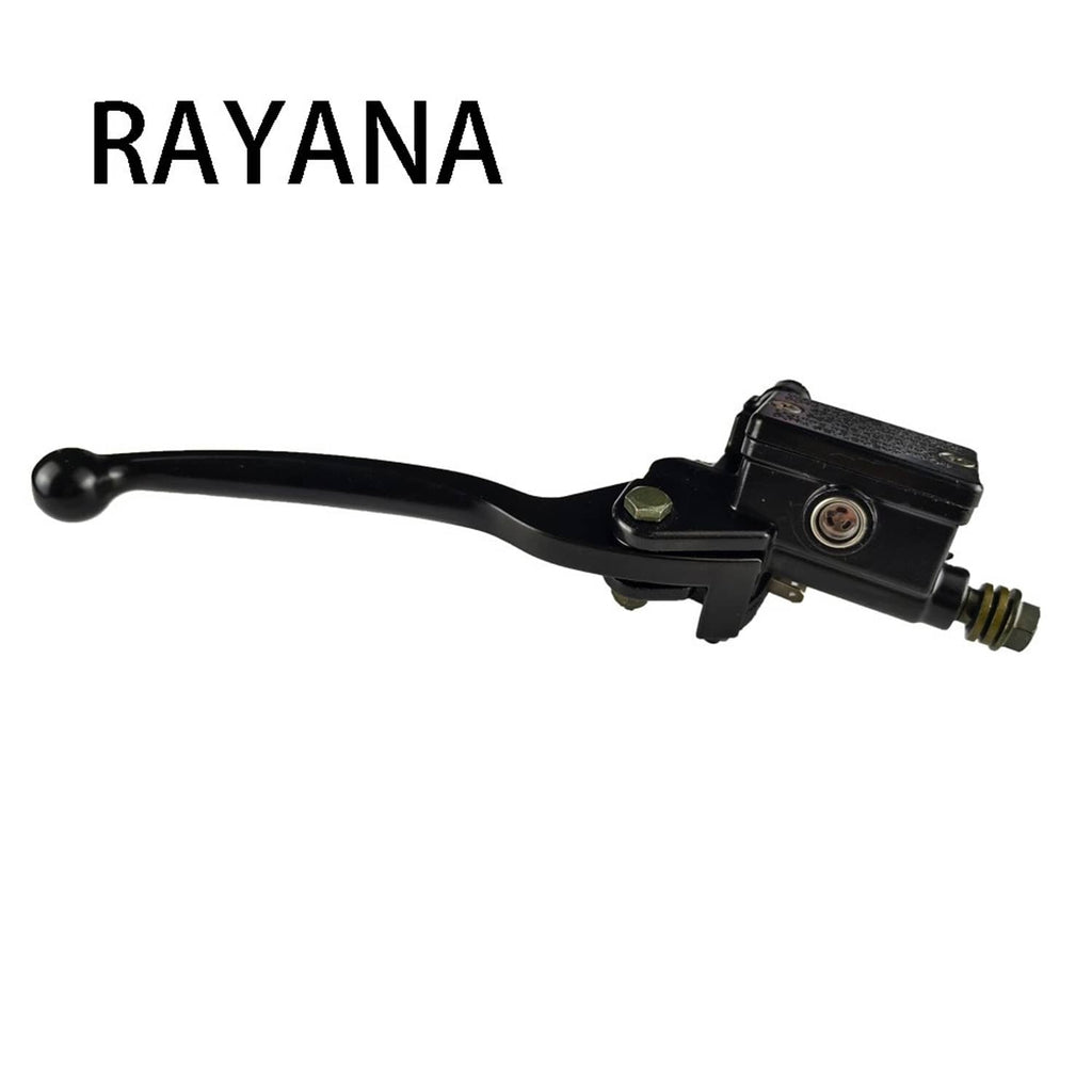 Front brake master cylinder lever with black lever and metal mounting fitting