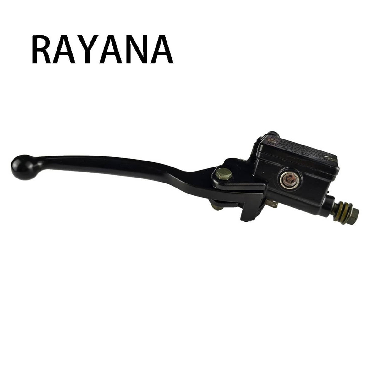 Front brake master cylinder lever with black lever and metal mounting fitting