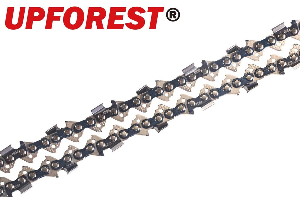 12-inch UPFOREST saw chain with dark cutter teeth and metal drive links