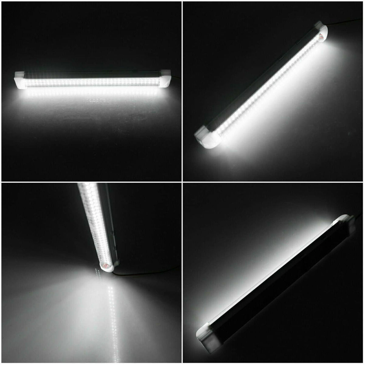 Dome LED ceiling light bar with frosted white cover, emitting bright light