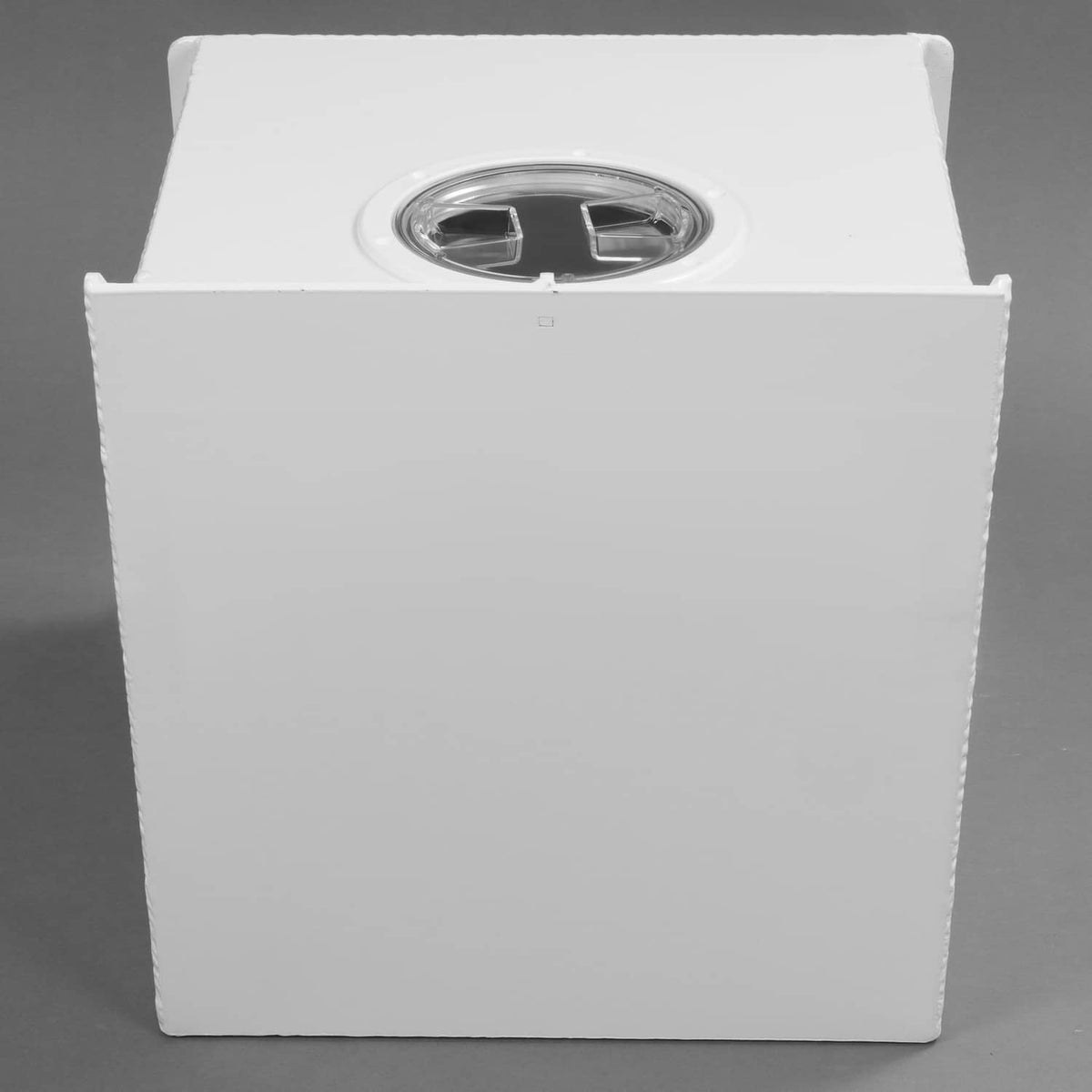 White outboard engine bracket front panel with round motor mount opening.