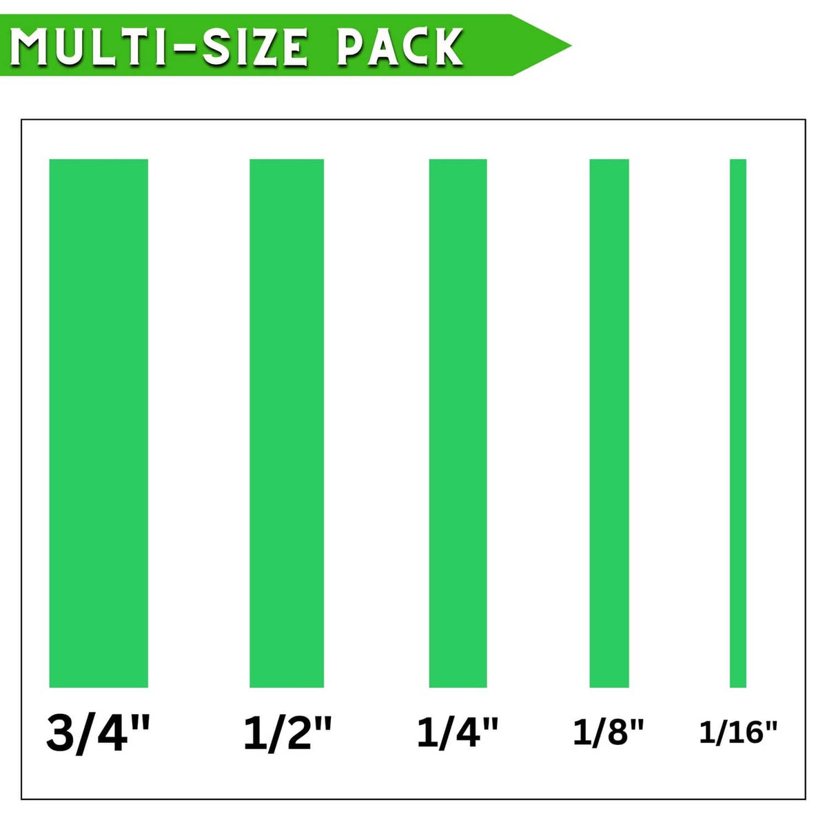 Green pinstripe tape multi-size pack with narrow width options