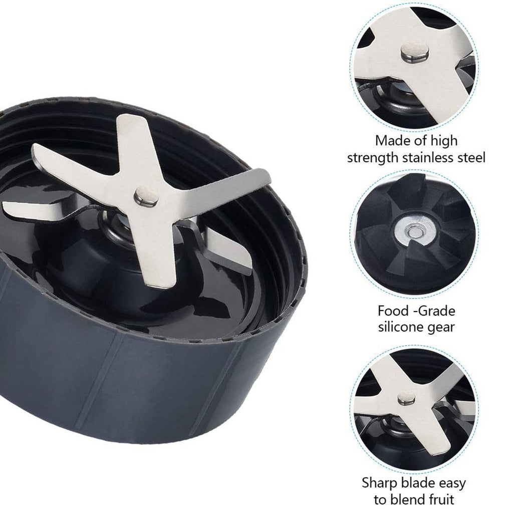 Stainless steel cross blade in black blade base for food processing