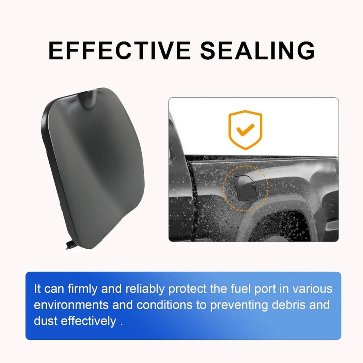 Black fuel filler lid cap with protective fit over the fuel opening