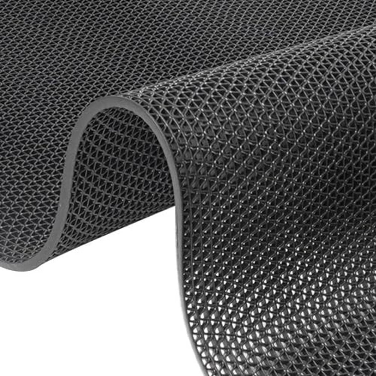 PVC pool deck mat close-up with raised diamond grid texture and rolled edge