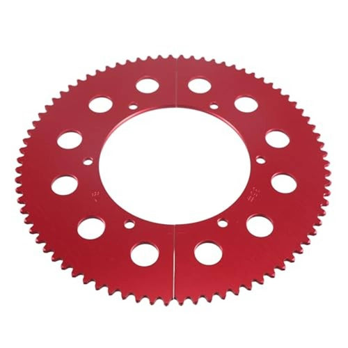 Red 78-tooth split sprocket with central ring and bolt holes