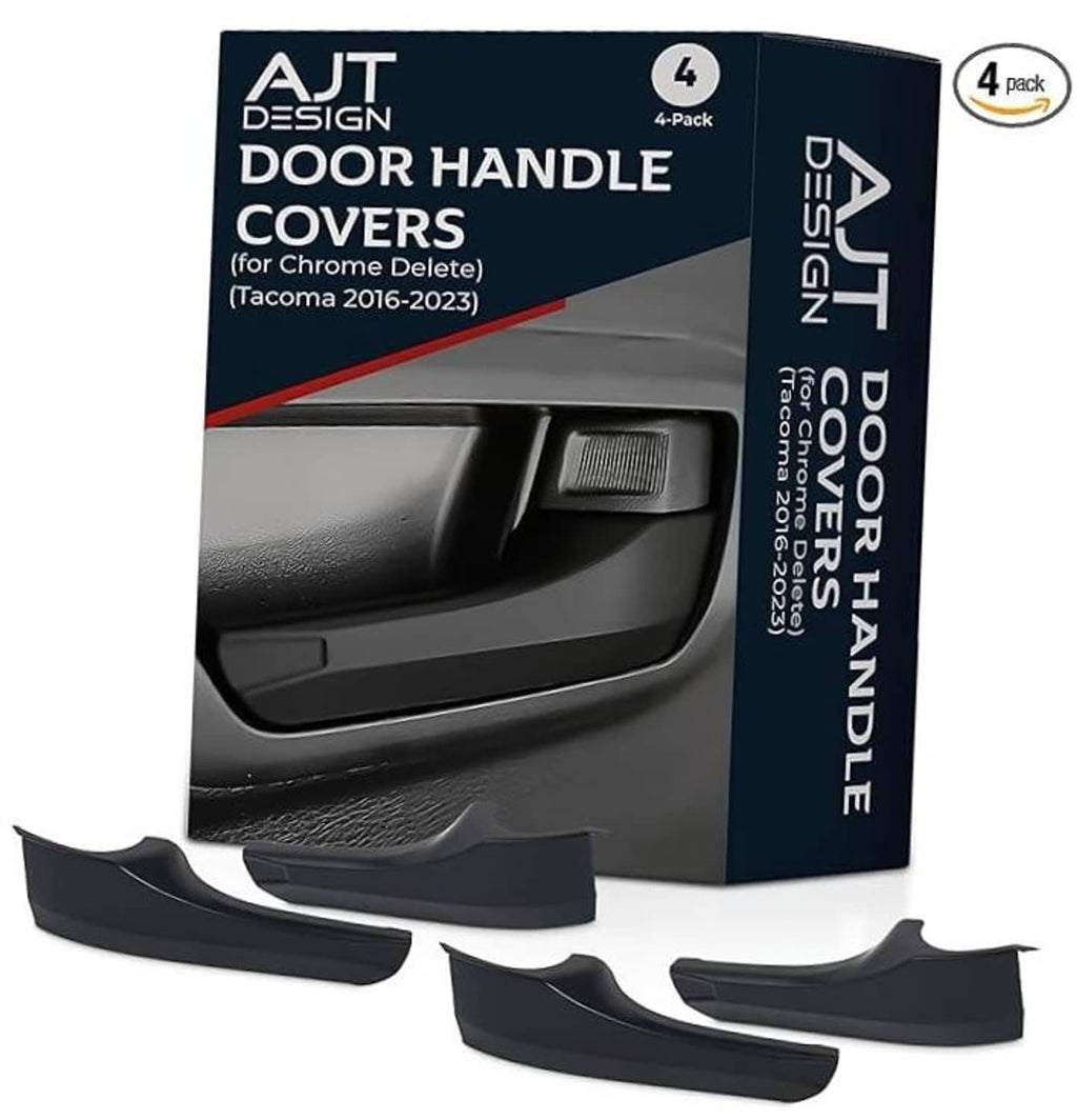 Black ABS door handle covers, 4-pack set for Toyota Tacoma door handles (2016–2023).