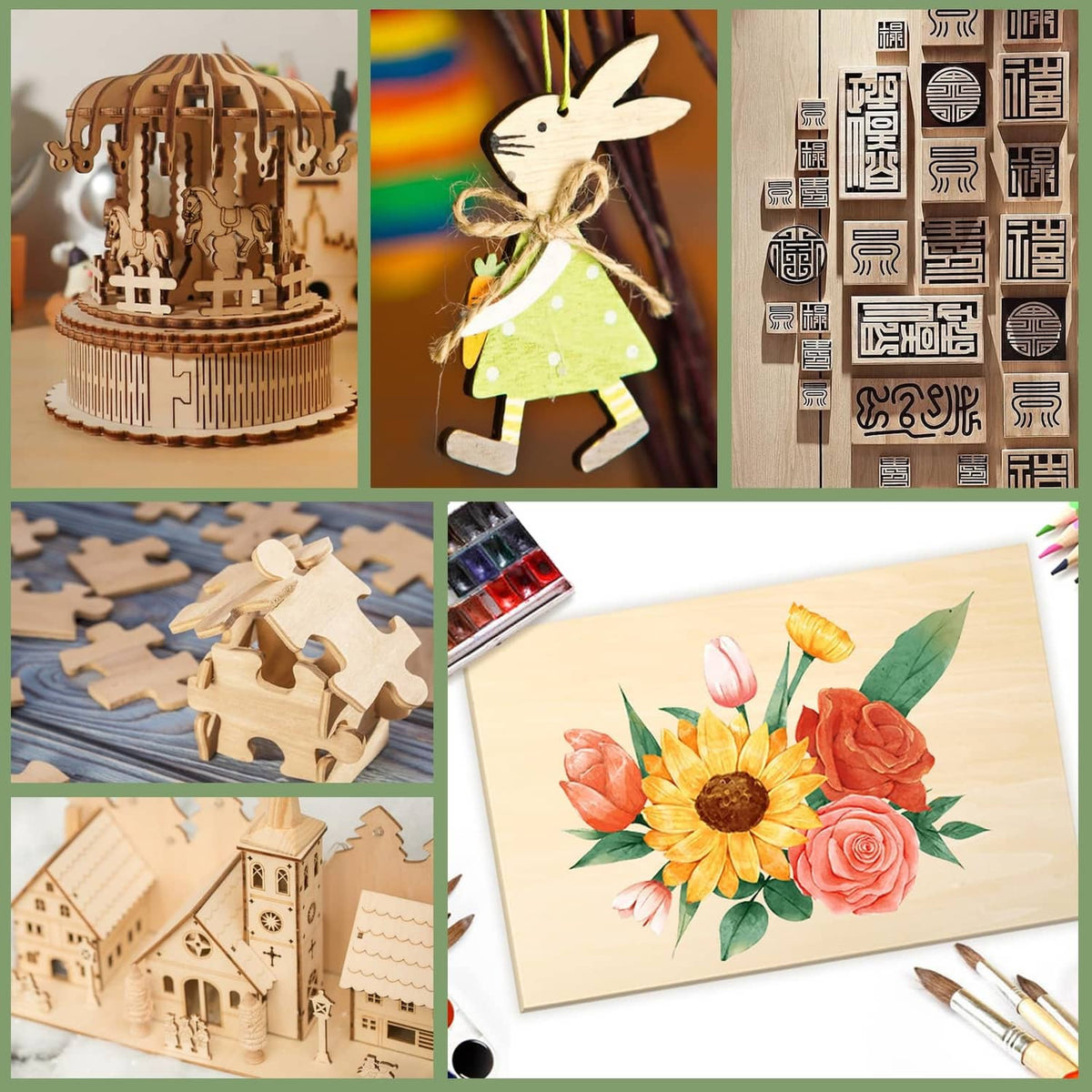 Laser-cut basswood craft pieces and small model parts from sheets
