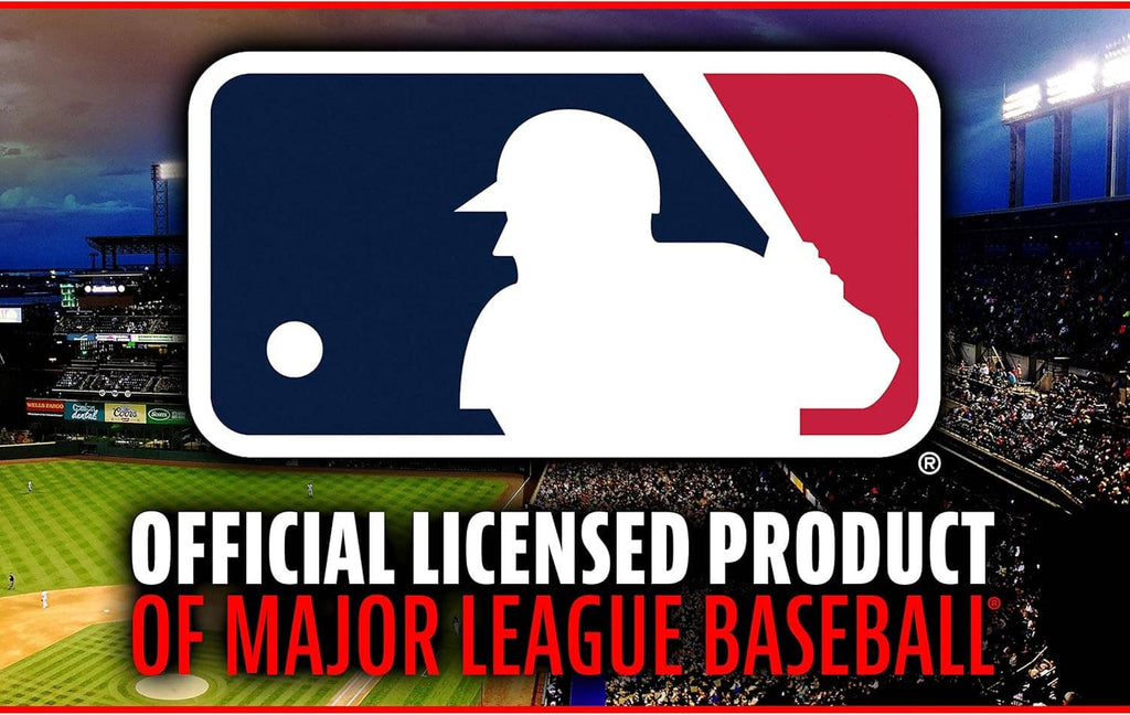 Major League Baseball official licensed product logo badge with baseball silhouette.